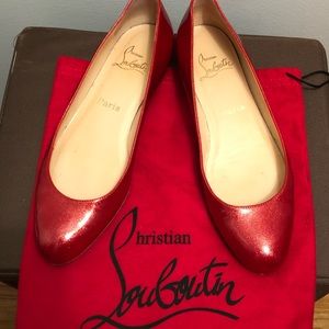 Christian Louboutin Ruby Red Glitter Flats